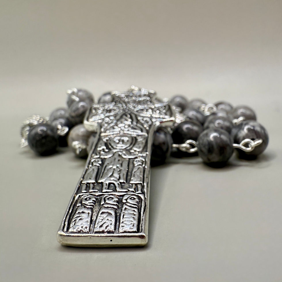 Thumbnail: Handmade Anglican Rosary Italian Marble | Carndonagh Cross Replica