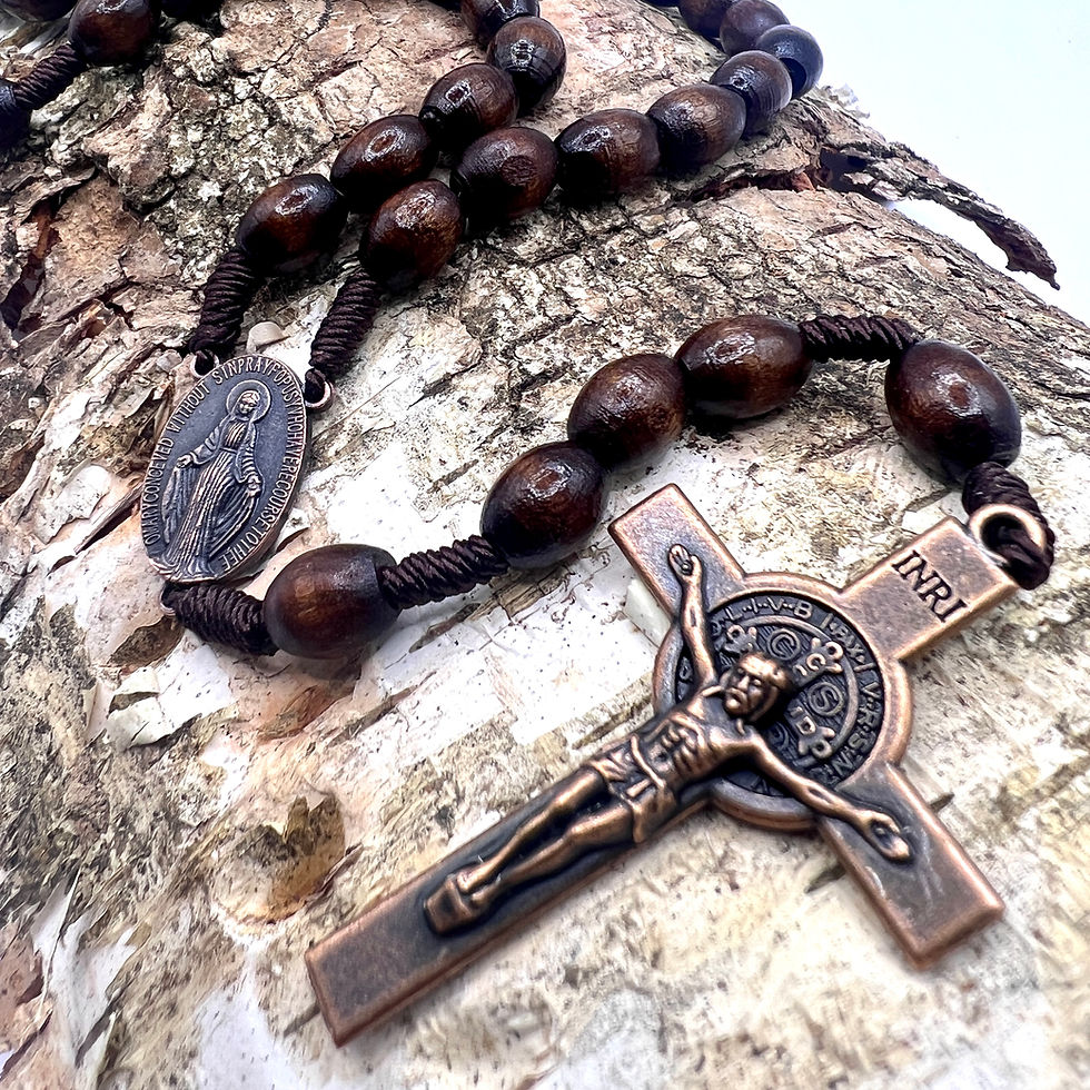 Thumbnail: Handmade Traditional Rosary with Maple Wood beads and Miraculous Medal