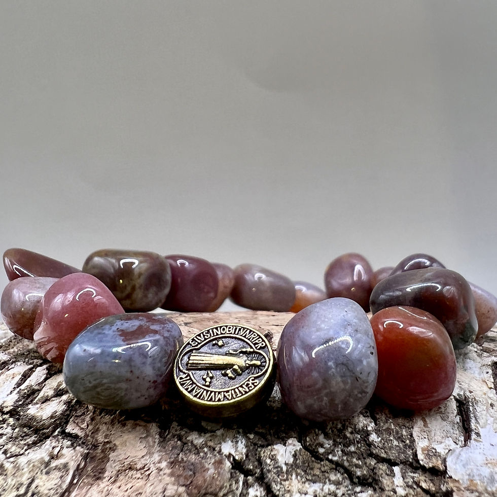 Thumbnail: Victorian Style Dusky Purple Agate Tenner Rosary with Small Cameo of the Madonna