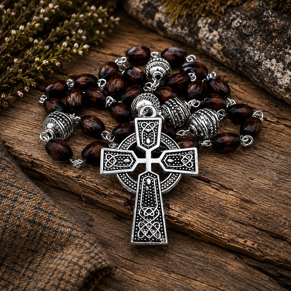 Thumbnail: Maple and Silver Celtic Anglican Rosary