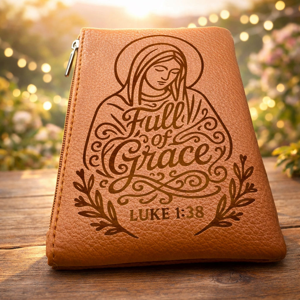 Engraved Rosary Pouch | Personalised Rosary Case Hail Mary Full of Grace