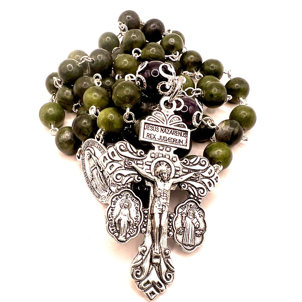 Thumbnail: Jade and Amethyst Pardon Crucifix Rosary
