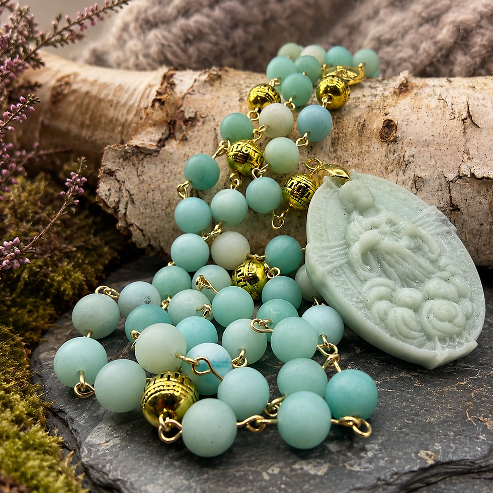 Thumbnail: Sacred Heart Amulet Rosary in Amazonite