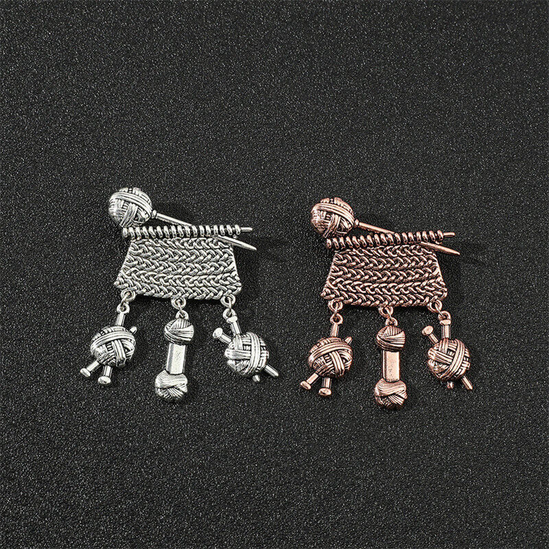 Thumbnail: Knitting, crafting and sewing brooch in vintage Victorian style