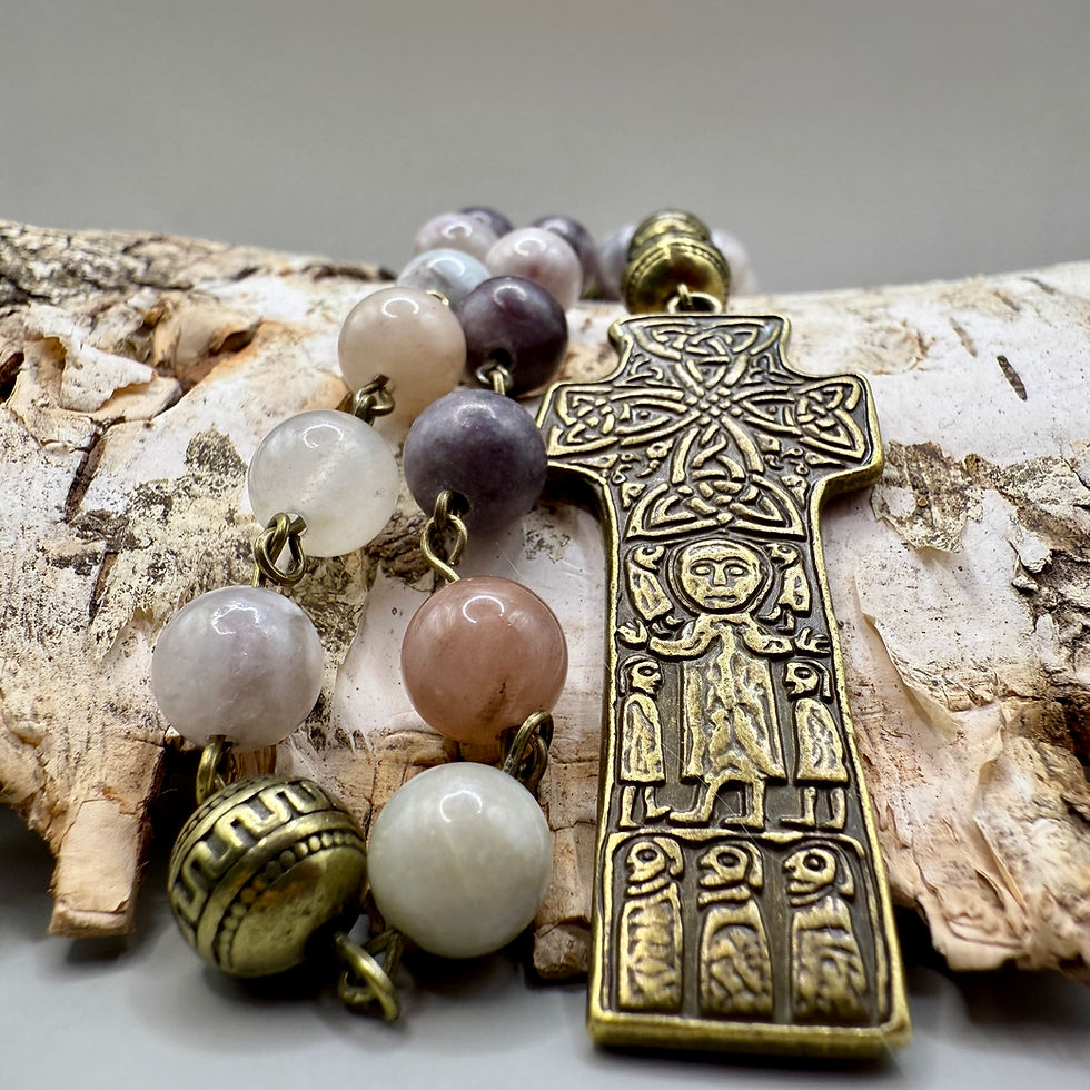 Thumbnail: Anglican Rosary Purple Agate | Handmade in Scotland | Carndonagh Celtic Cross