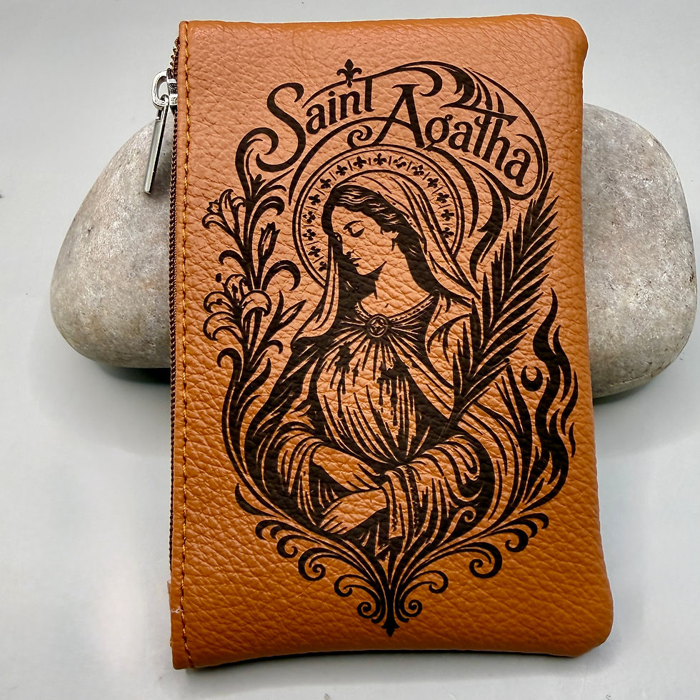 Thumbnail: Saint Agatha Rosary Pouch, Prayer Bead Case, Patron Saint of Breast Cancer