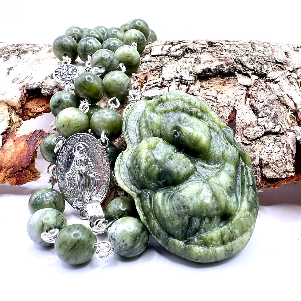 Thumbnail: Connemara Marble amulet rosary Madonna and Child