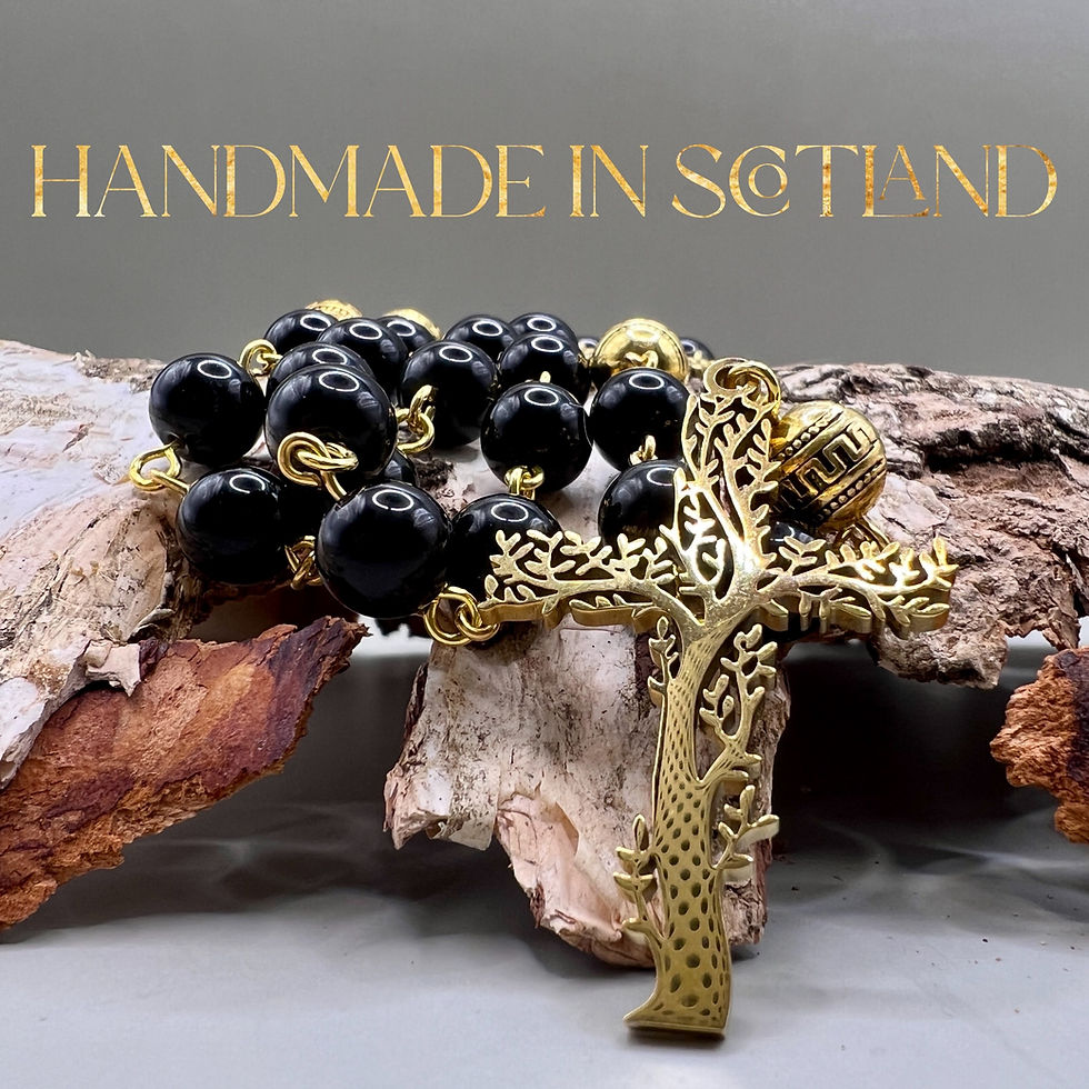 Thumbnail: Black and Gold Azabache Tree of Life Rosary