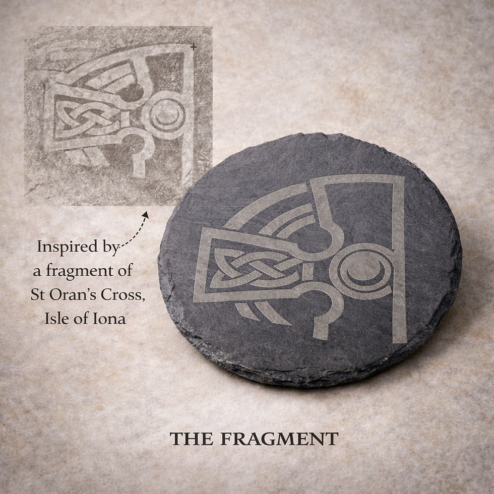 Thumbnail: Iona Slate Coaster Set of 4 Celtic Engraved Coasters Inspired by Ancient Stone