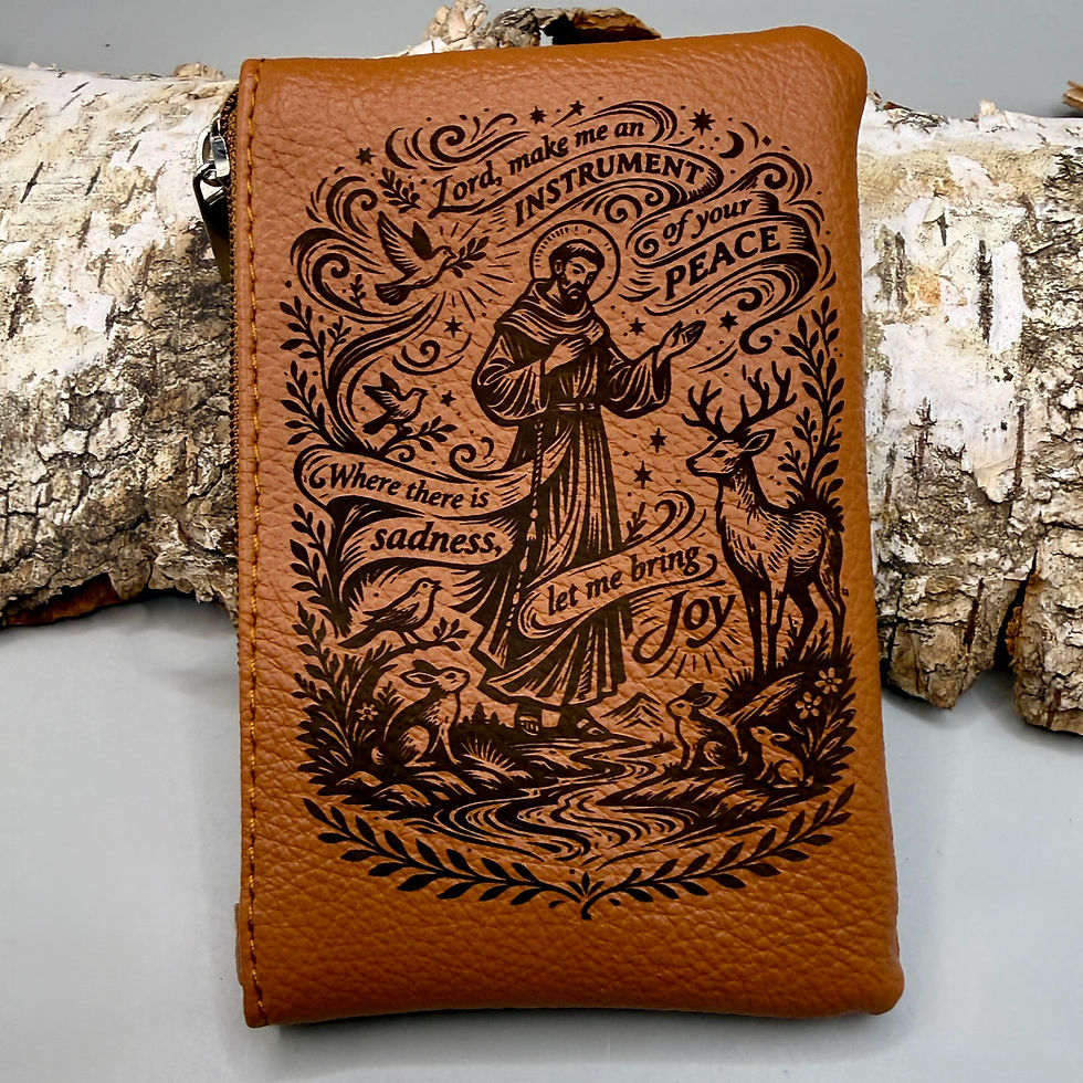 Thumbnail: Francis of Assisi Engraved Rosary Pouch | Personalised Rosary