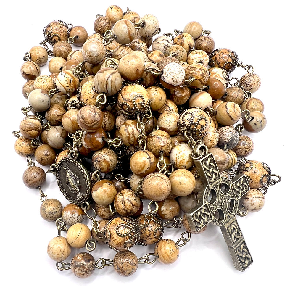 Thumbnail: 15 Decade Traditional Handmade Catholic Rosary Celtic Cross and Granite