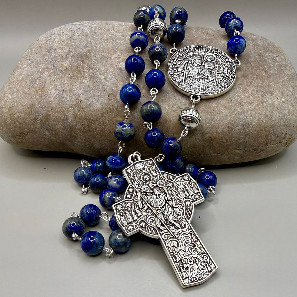 Thumbnail: Lapis Lazuli Rosary – St Christopher, Patron of Travellers