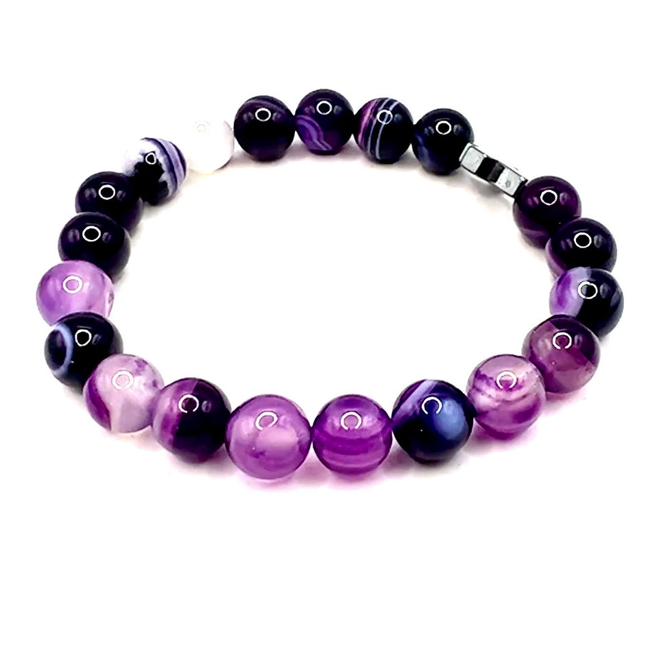 Thumbnail: Purple Agate Agate Stone and Hematite bracelet 