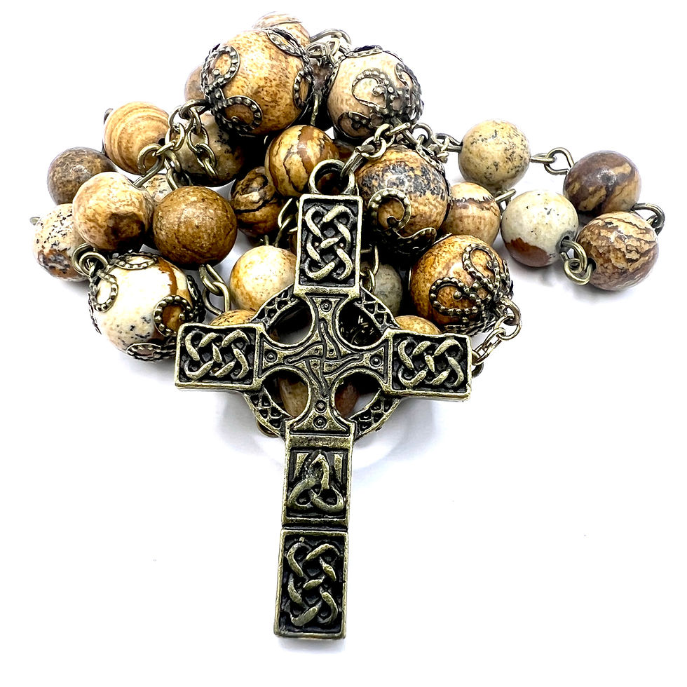 Thumbnail: Granite -Handmade in Scotland - Anglican Prayer Beads Rosary - Celtic Cross