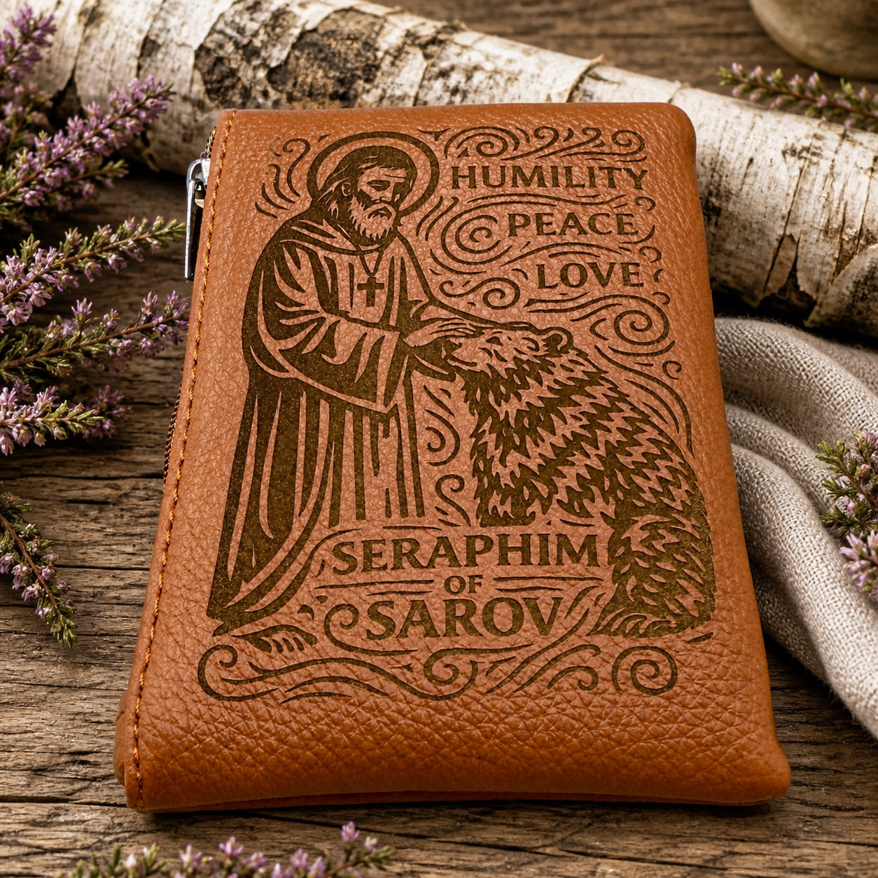 Seraphim of Sarov Engraved Rosary Pouch | Personalised Rosary Case