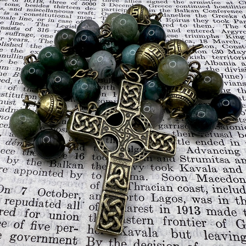 Moss Agate -Handmade in Scotland Anglican Prayer Beads Rosary