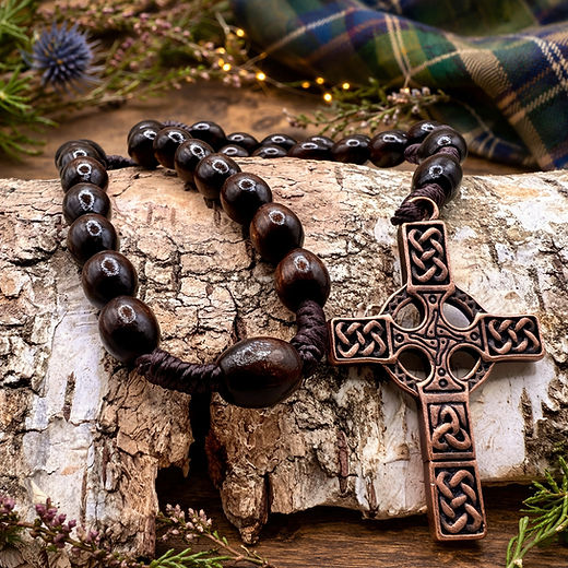 Anglican Maple and Bronze Celtic Rosary Beads | Paisley Honey