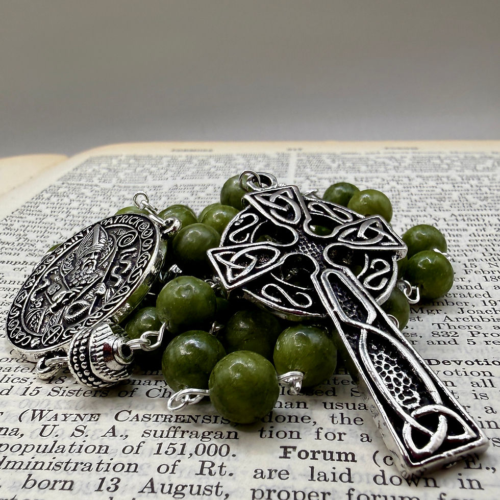 Thumbnail: Connemara Marble Saint Patrick Rosary | Celtic Cross