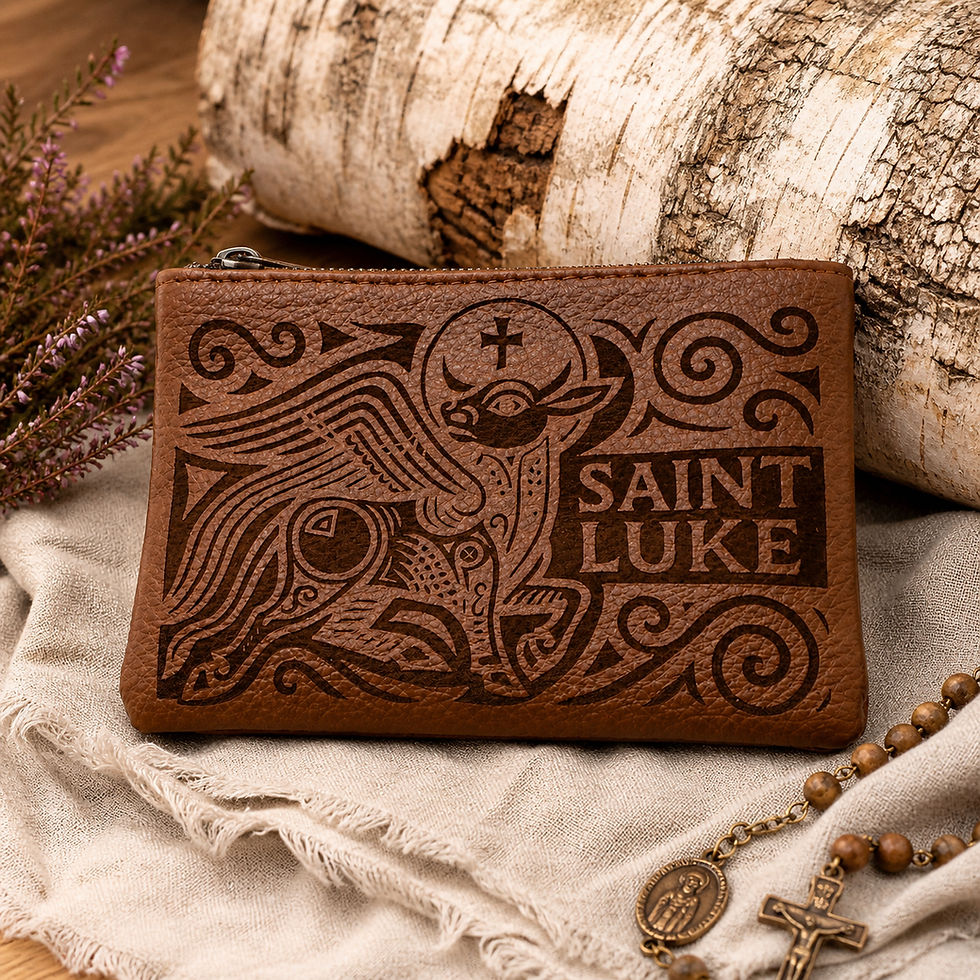 Thumbnail: Saint Luke  | Engraved Rosary Pouch | Personalised Rosary Case