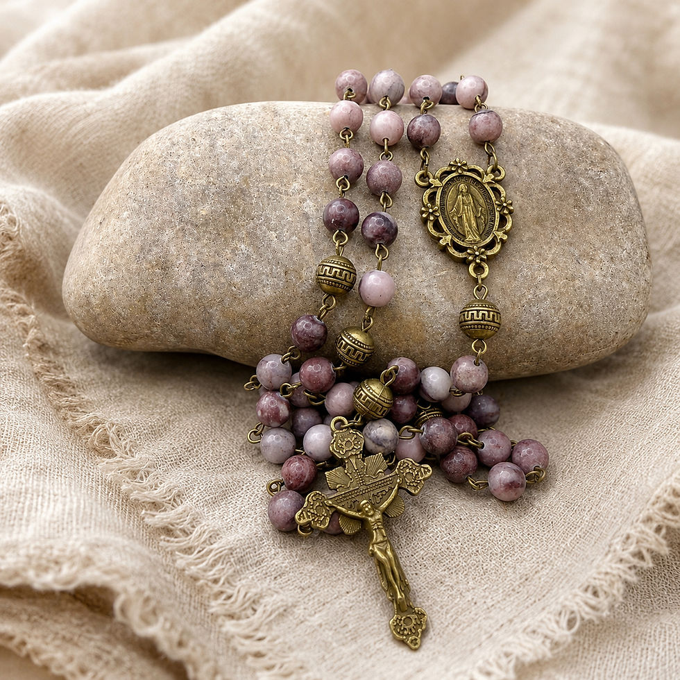 Thumbnail: Handmade natural stone Anglican rosary beads crafted in Scotland and shipped to the USA