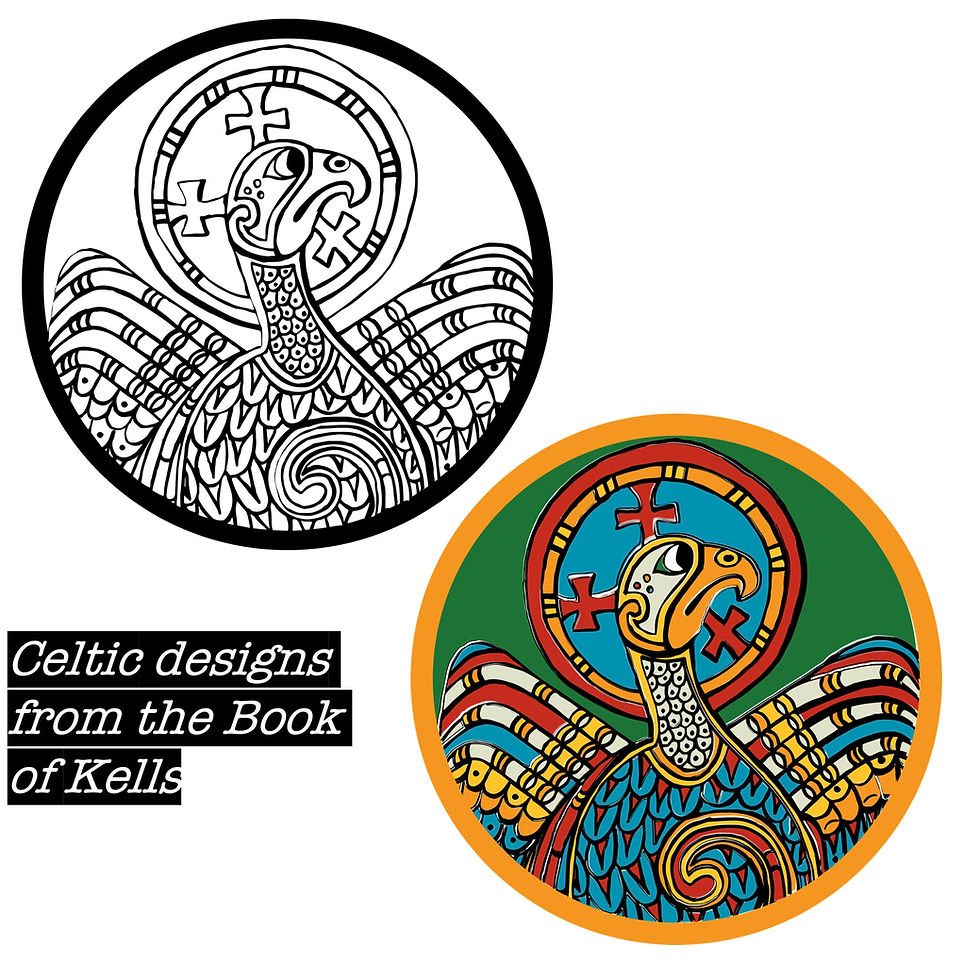 Thumbnail: Large and Small Celtic Book of Kells Catholic Christian Saint John Eagle iron on