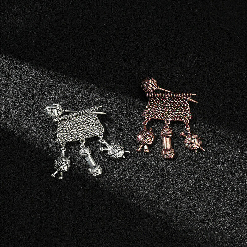 Thumbnail: Knitting, crafting and sewing brooch in vintage Victorian style