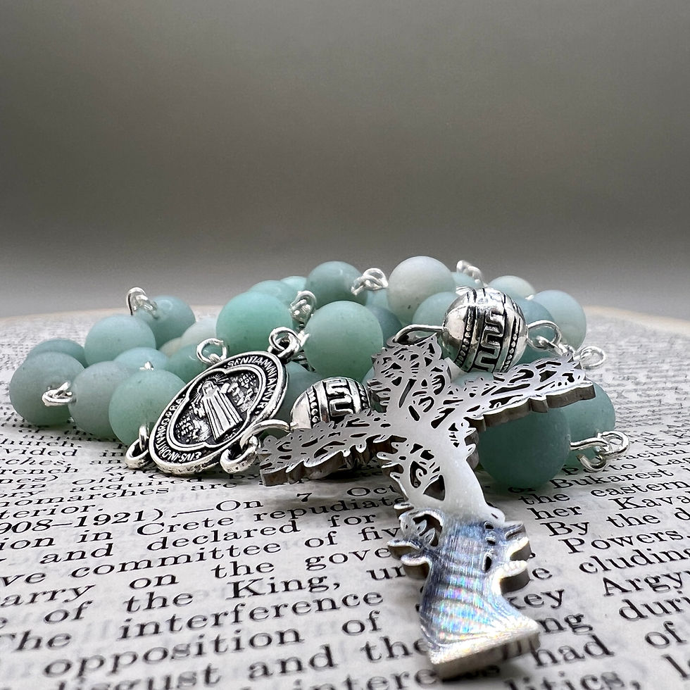 Thumbnail: Amazonite and Steel Catholic Rosary