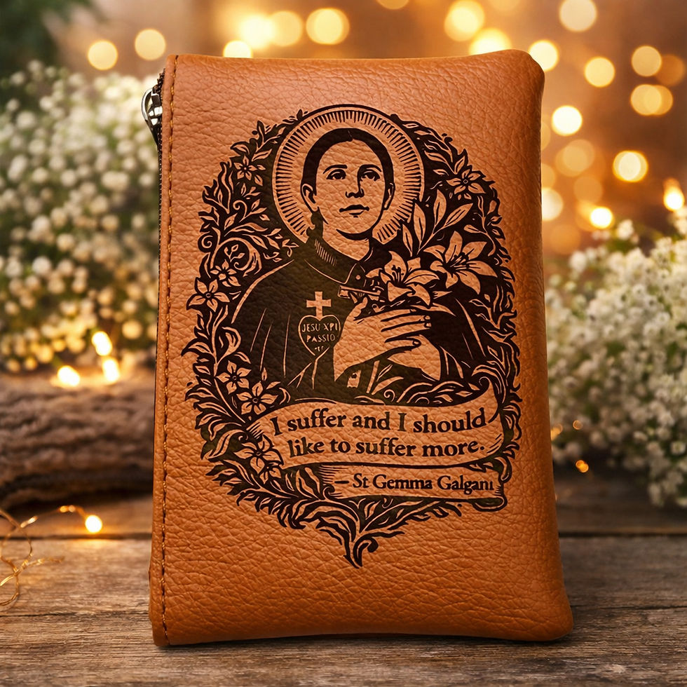 Thumbnail: Saint Gemma Engraved Rosary Pouch | Personalised Rosary