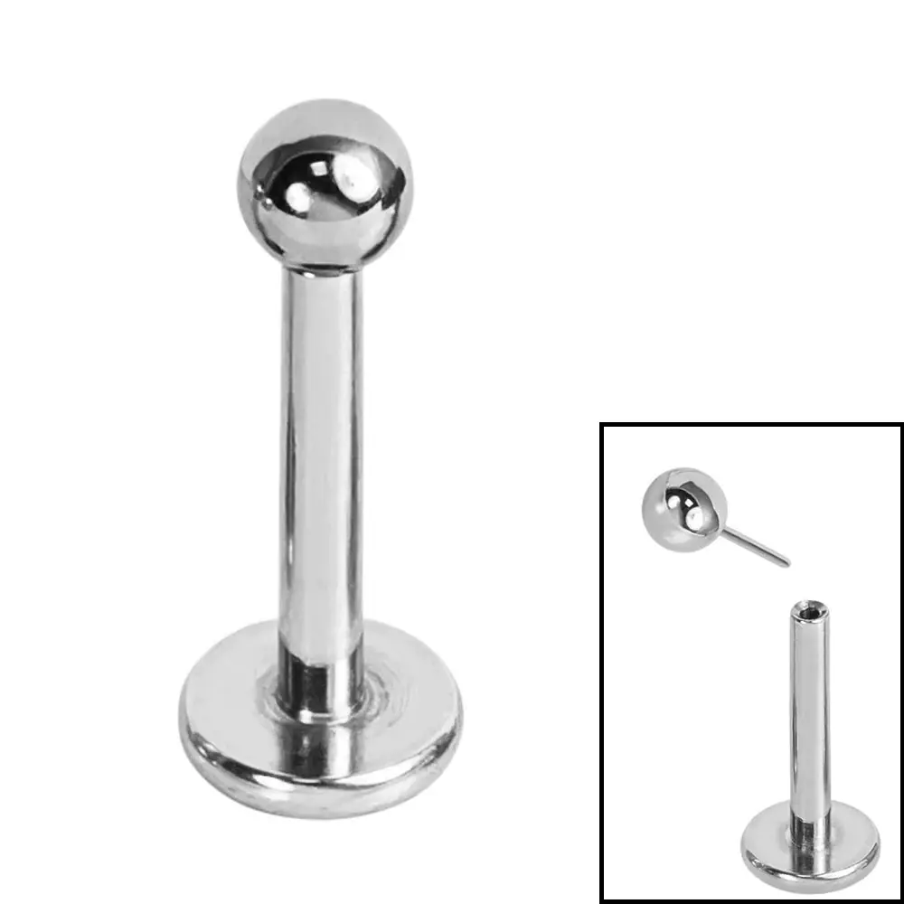 Titanium Threadless Labret/Flat Back With 4mm Ball