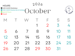 2026年10月の営業日,営業時間のお知らせ