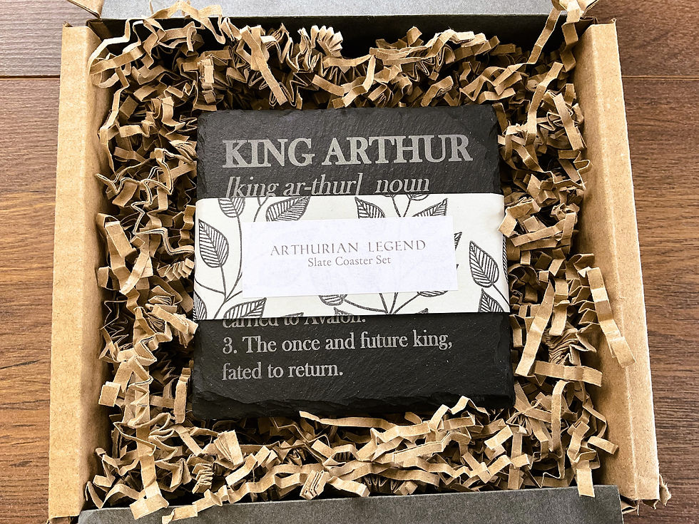 Thumbnail: Arthurian Legend 4 Piece Riven-Edged Slate Coaster Set