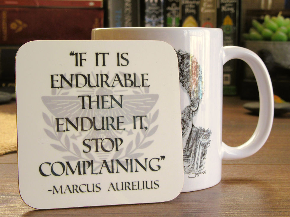Thumbnail: Marcus Aurelius Stoic Mug and Coaster Set (If It Is Endurable)