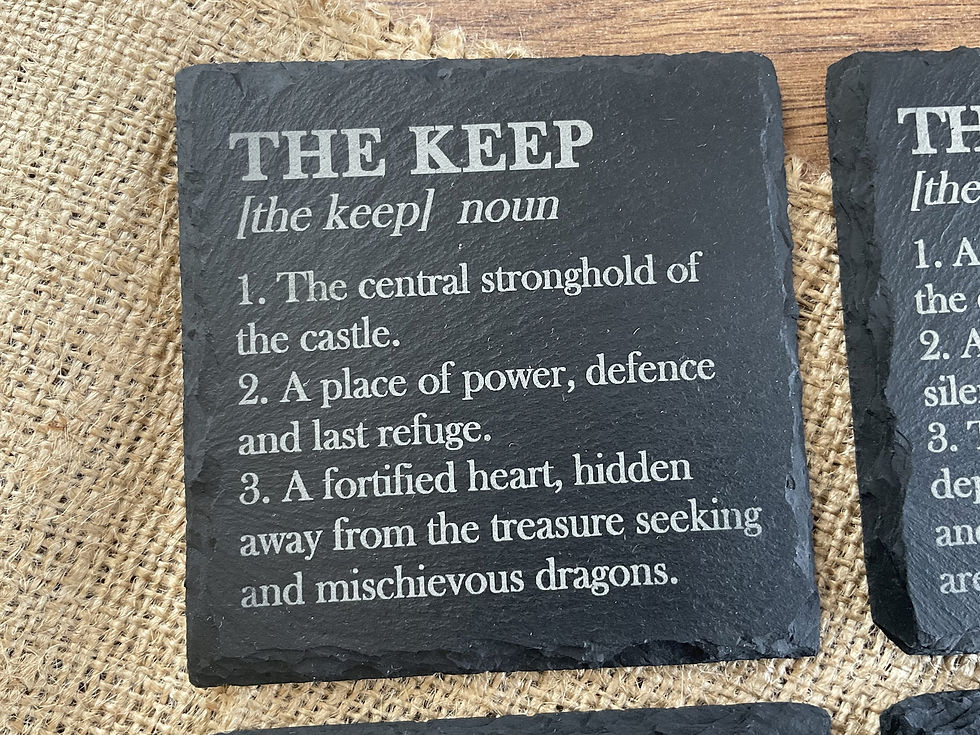 Thumbnail: The Mythic Castle 4 Piece Riven-Edged Slate Coaster Set