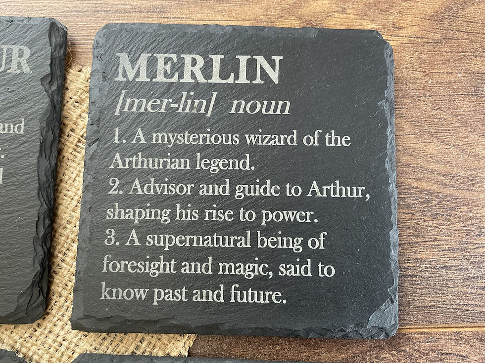 Thumbnail: Arthurian Legend 4 Piece Riven-Edged Slate Coaster Set