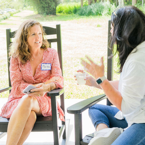 Women on rocking chairs at church in Lutz Florida