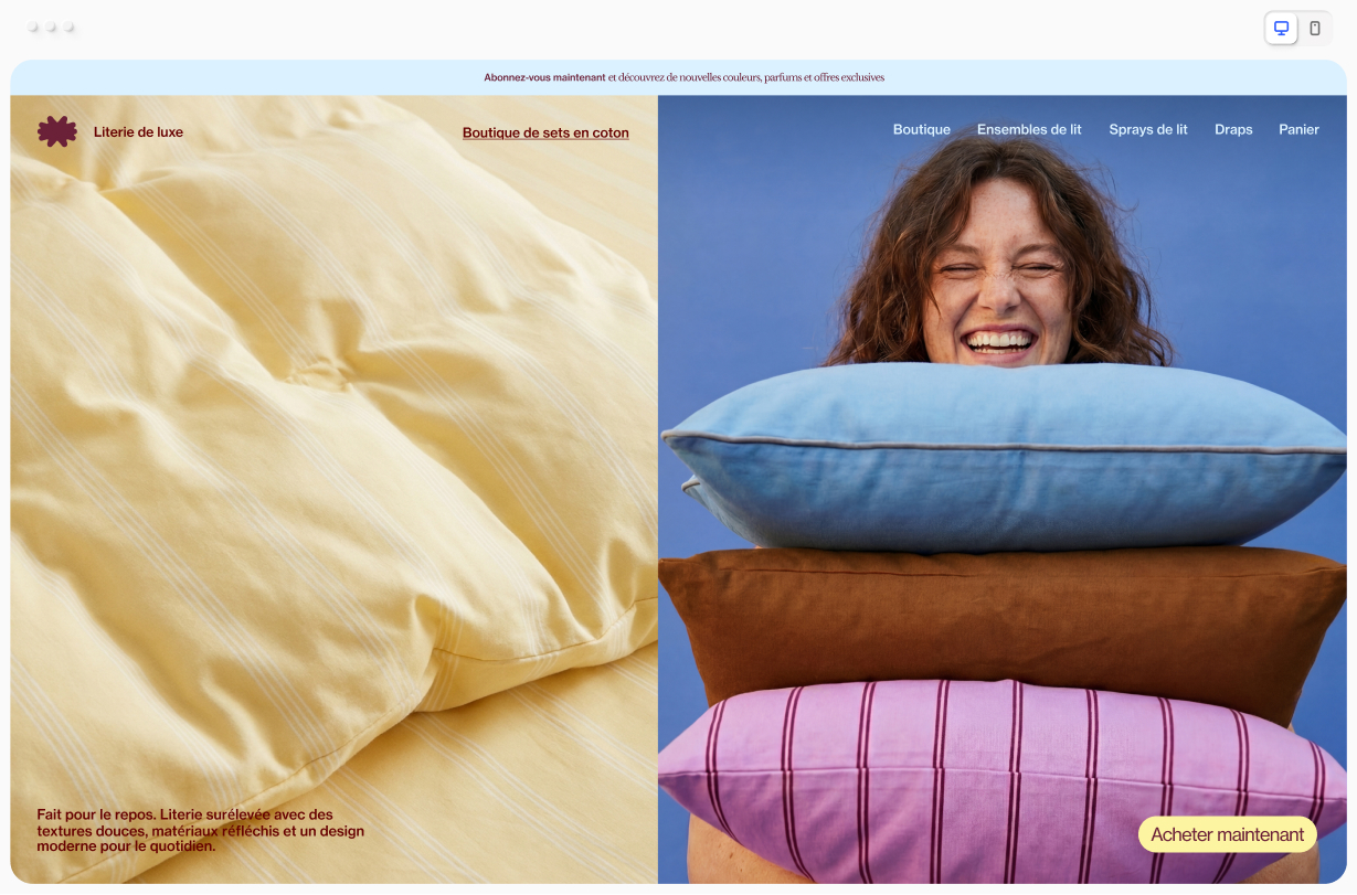 La page d'accueil d'un site web.