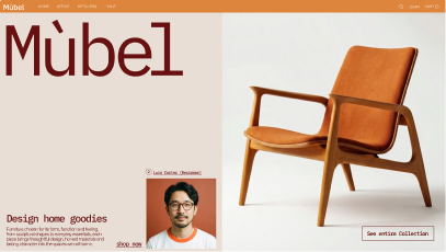 Modern interior design website showcasing a matching domain and