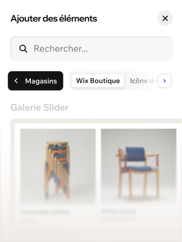 Ajouter un panneau d'éléments affichant un composant de produit avec deux meubles uniques.