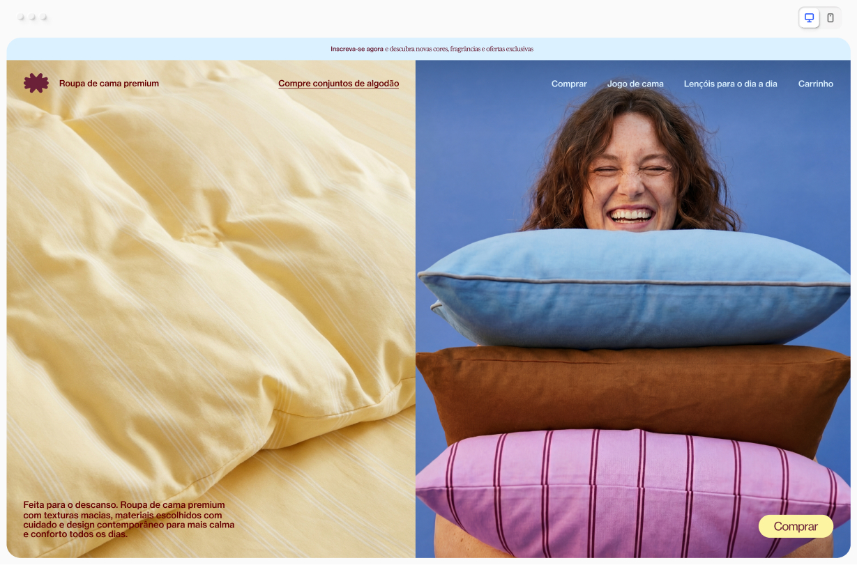 Página inicial de um site.