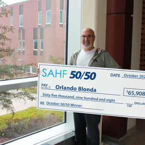 Orlando Blonda wins $65,908 in the October SAHF 50/50 Draw