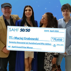 Maciej Grabowski wins $70,650 in the April SAHF 50/50 Draw