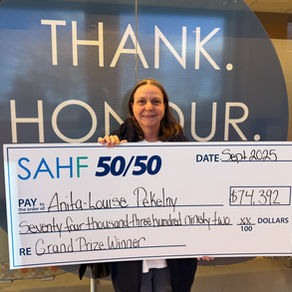 Anita-Louise Pekelny wins $74,392 in the September SAHF 50/50 Draw