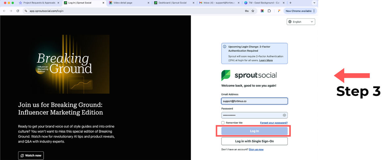 Sprout Social authenticated dashboard