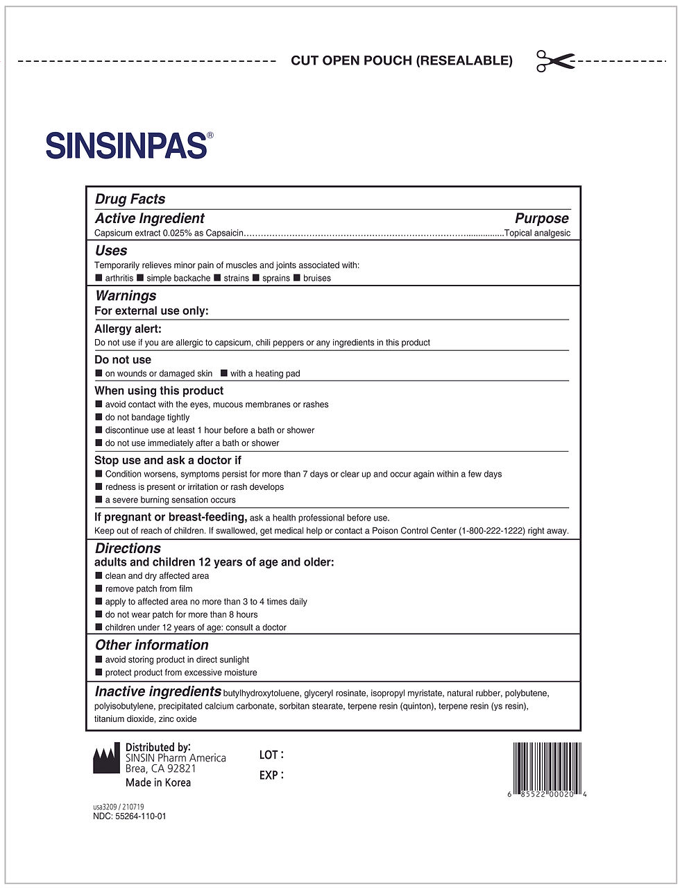 Thumbnail: SINSINPAS® CAPSAICIN HOT PATCH (SOLD OUT)