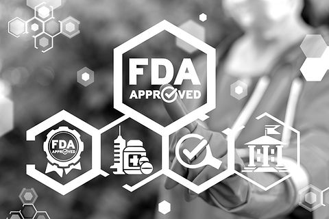 Medical concept of FDA approved. Food and drugs administration quality control.