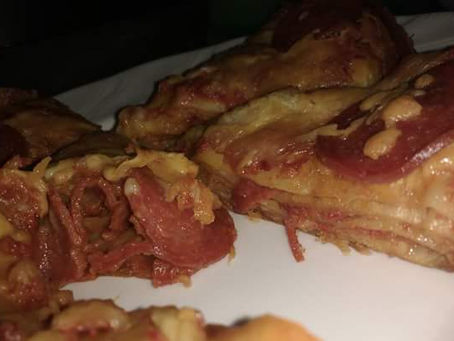 Tortilla wrap pizza cake.