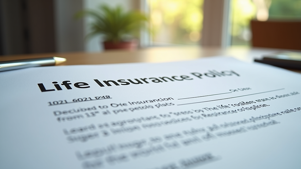Close-up view of a life insurance policy document
