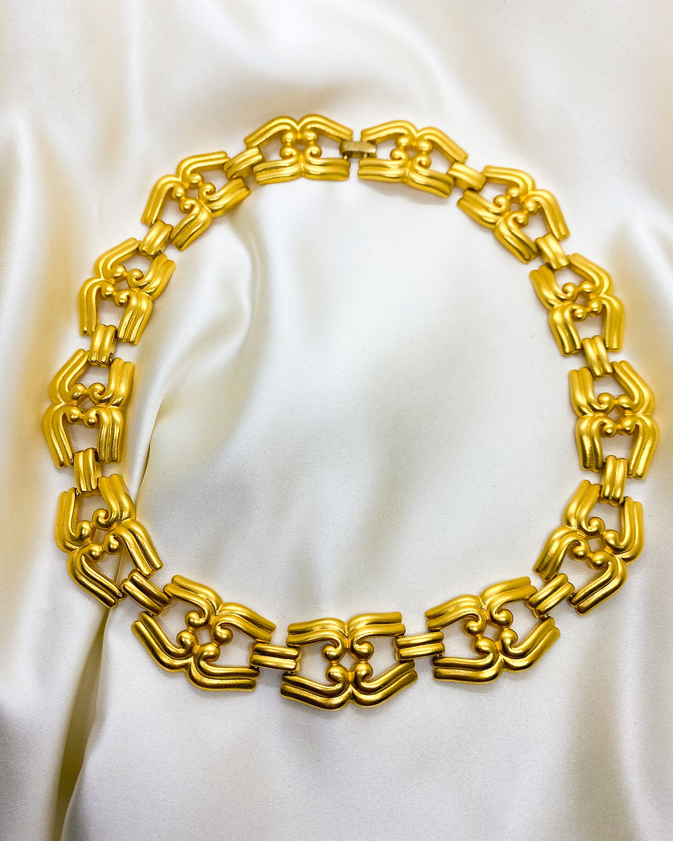 Thumbnail: 1980s Gold Art Deco Linked Choker Necklace
