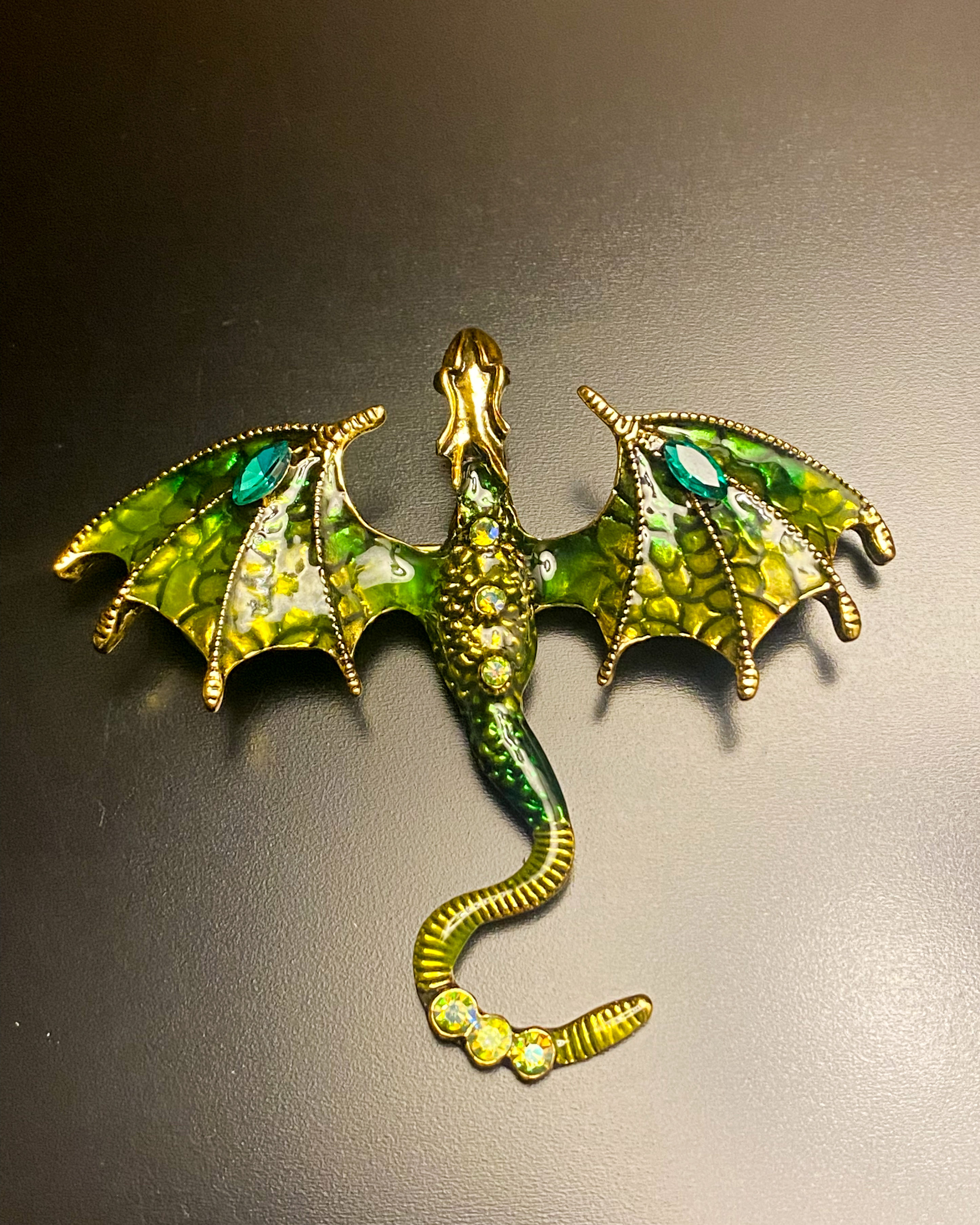 1980s Vintage Enamelled Dragon Brooch