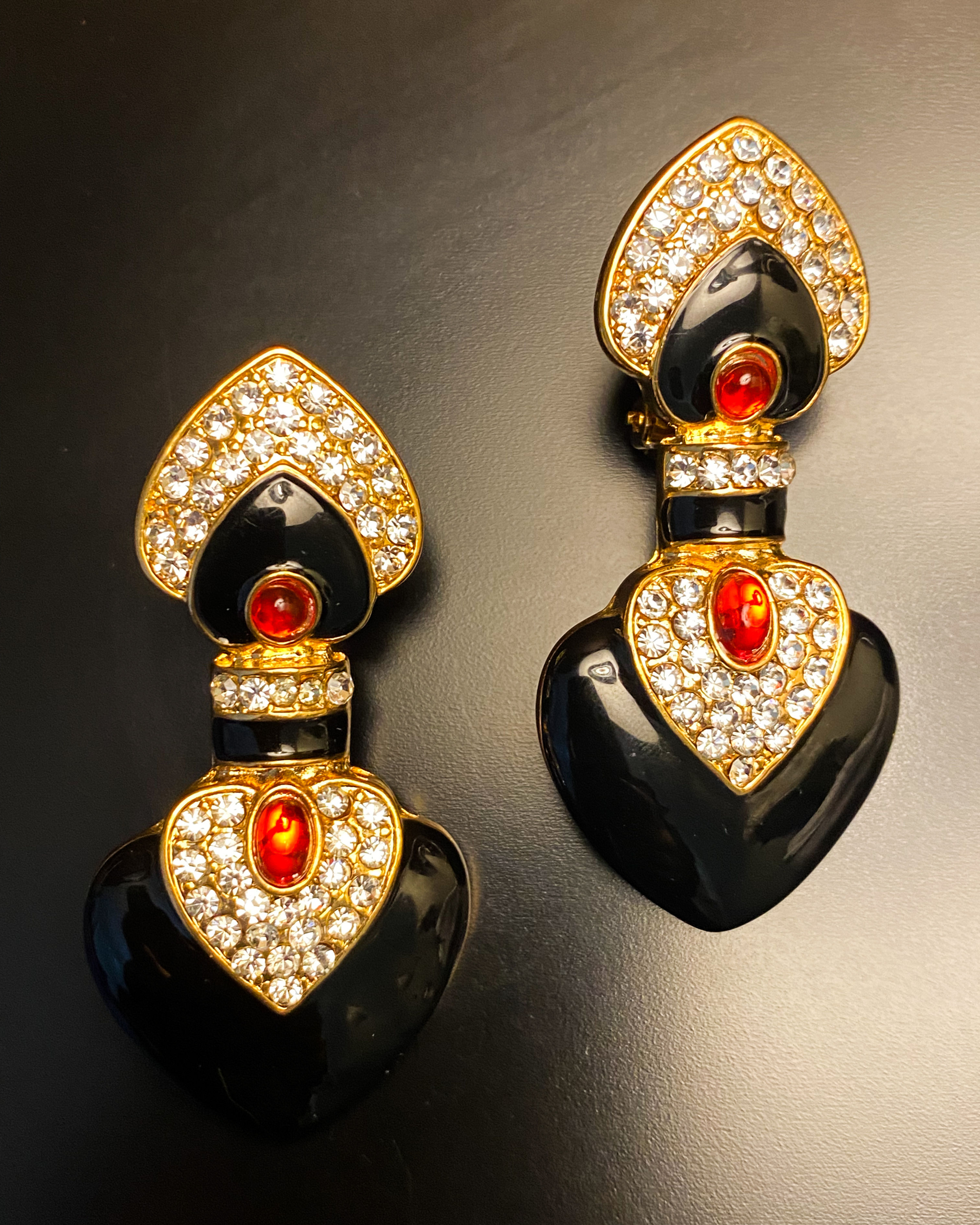 RESERVED: 1980s CINER (unsigned) Art Deco Gripoix Clip On Earrings